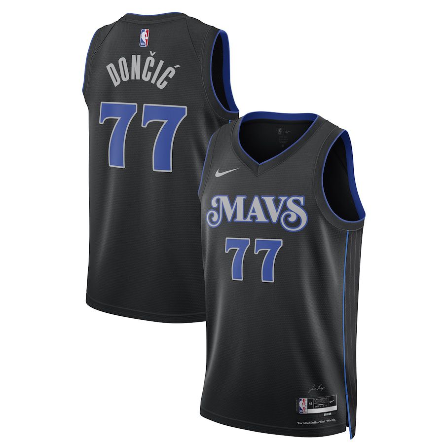 Men Dallas Mavericks #77 Luka Doncic Nike Black City Edition 2023-24 Swingman NBA Jersey